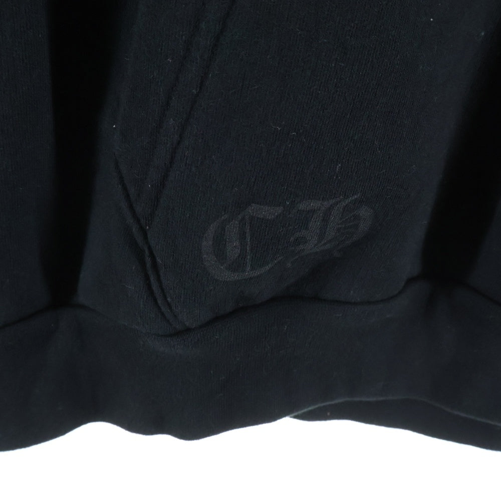 CHROME HEARTS(クロムハーツ) SWTSHRT PLVR 袖フローラルバックホースシュープリントプルオーバーパーカー ブラック