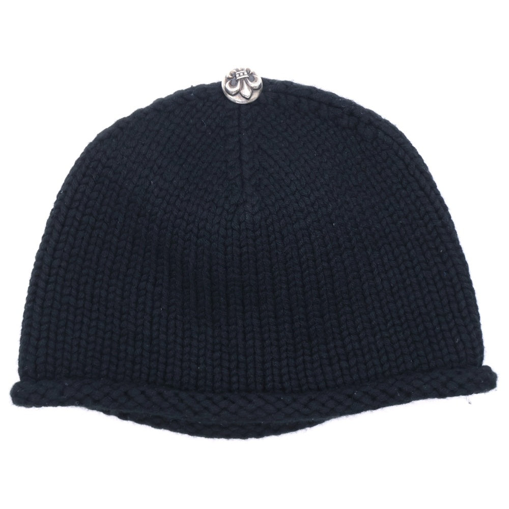 CHROME HEARTS(クロムハーツ) BEANIE CASH ビーニー カシミヤ BSフレア レザーパッチ ブラック
