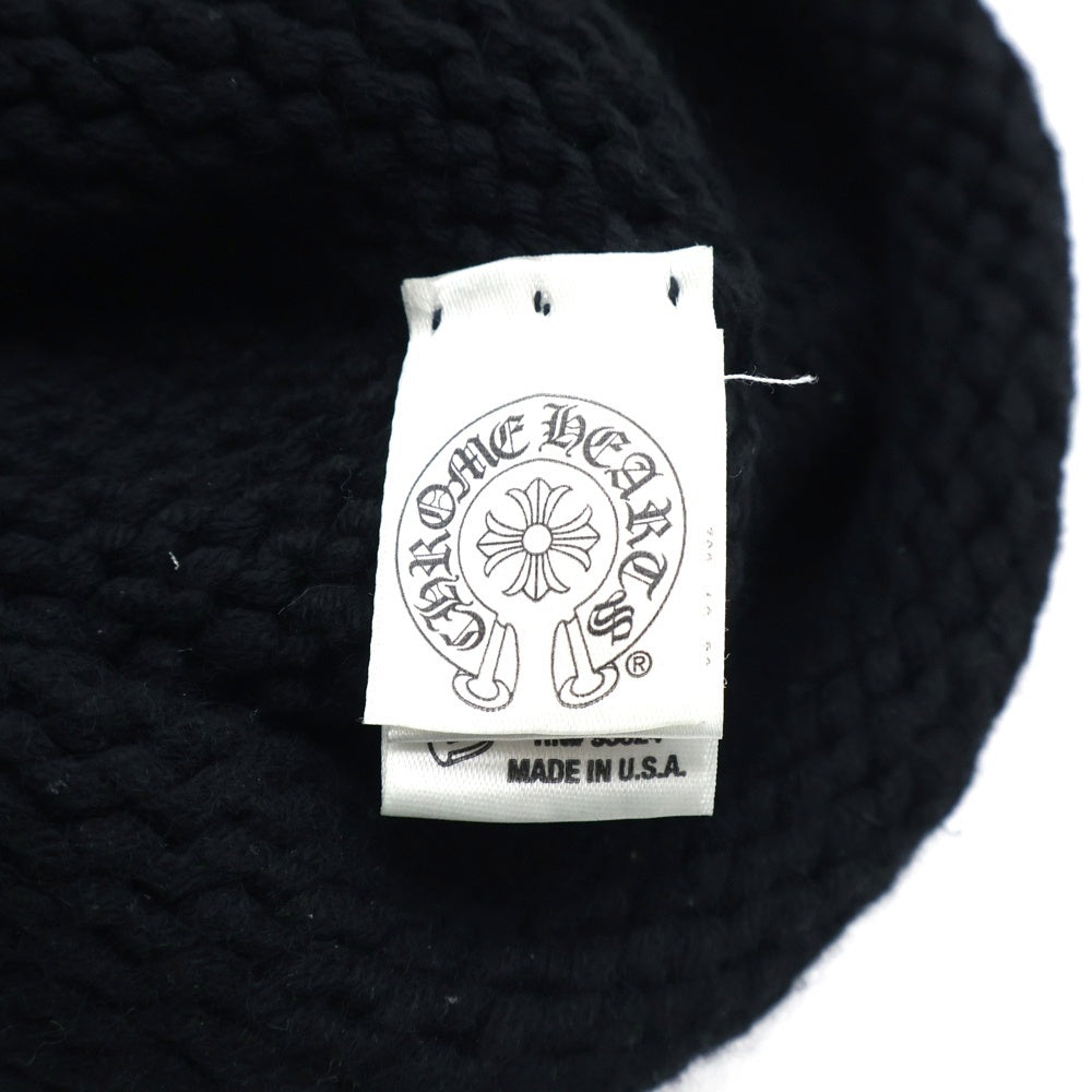 CHROME HEARTS(クロムハーツ) BEANIE CASH ビーニー カシミヤ BSフレア レザーパッチ ブラック