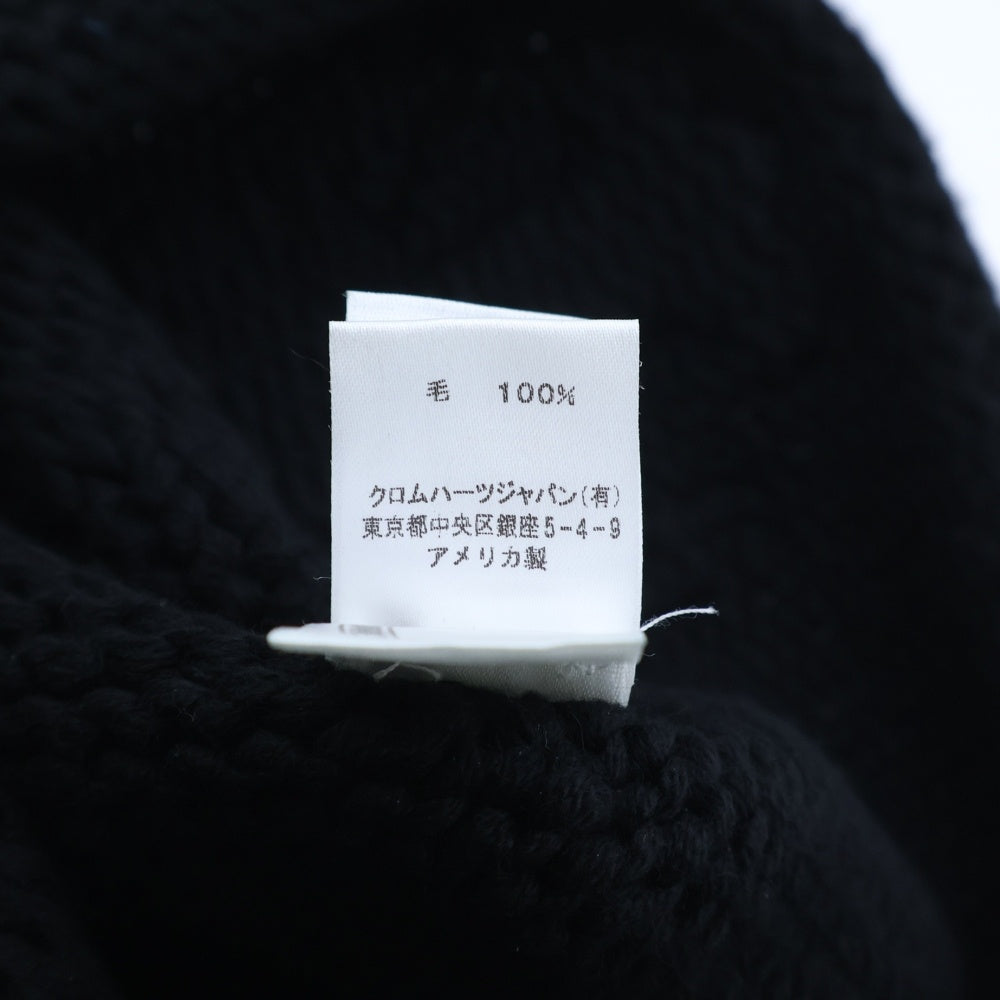 CHROME HEARTS(クロムハーツ) BEANIE CASH ビーニー カシミヤ BSフレア レザーパッチ ブラック