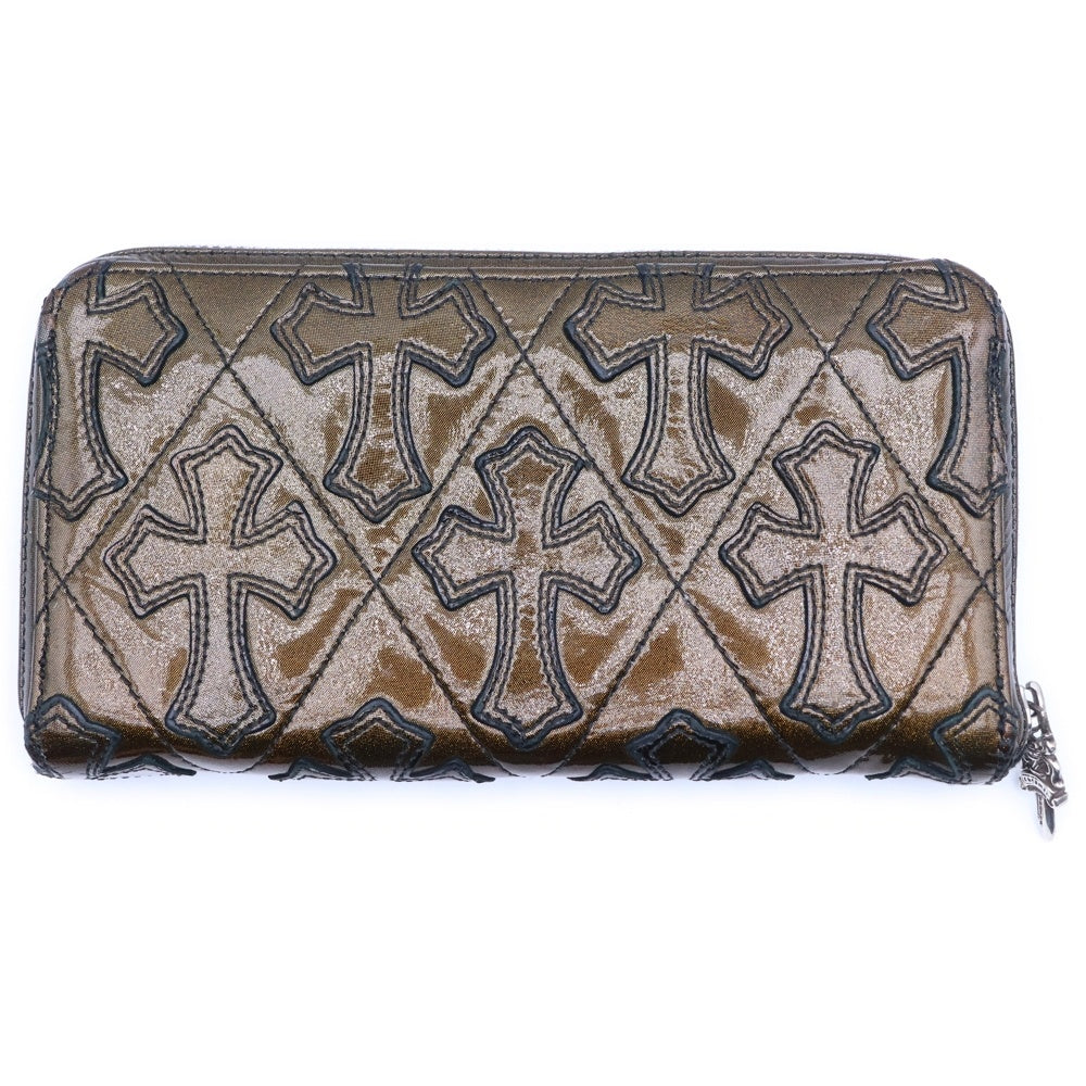 CHROME HEARTS(クロムハーツ) REC F ZIP QUILTED セメタリークロス キルティング ラメ ウォレット財布 セントバース限定