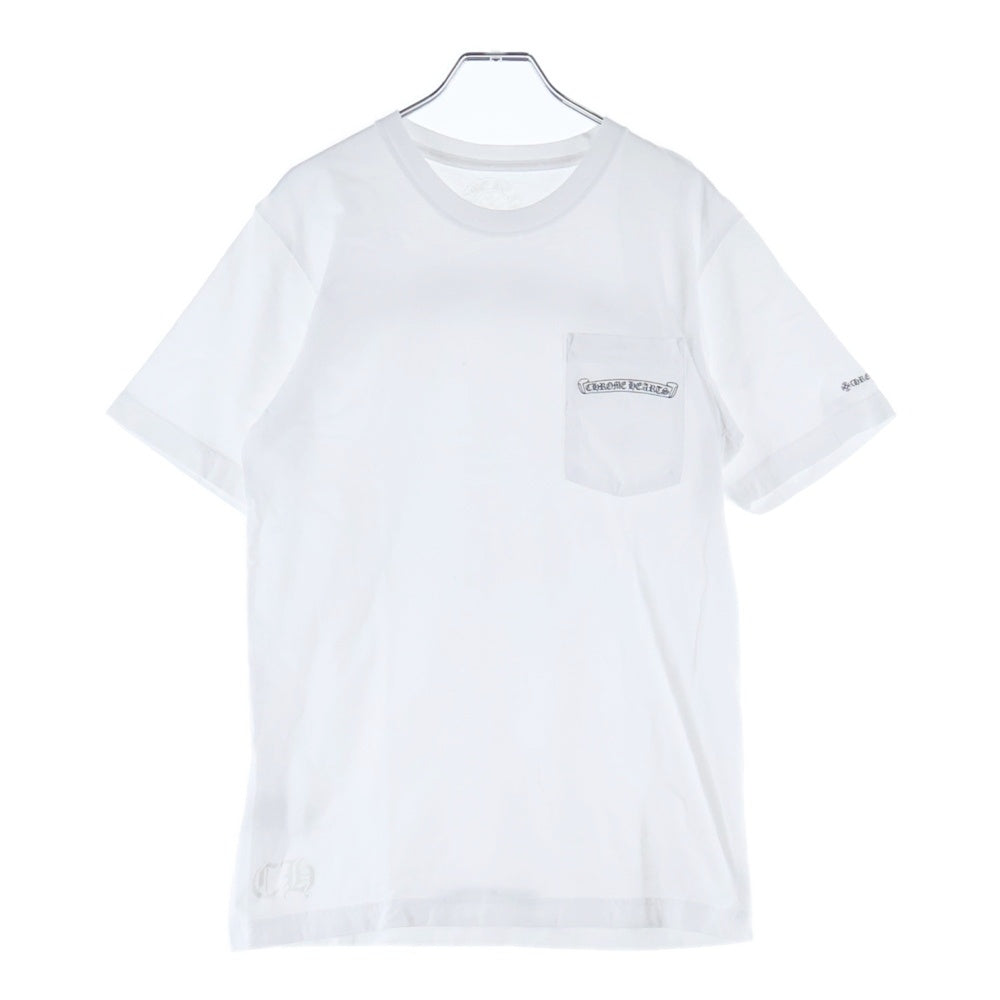 CHROME HEARTS(クロムハーツ) CH T-SHIRT スクロールラベルプリント フロントポケット クルーネック半袖Tシャツカットソー ホワイト