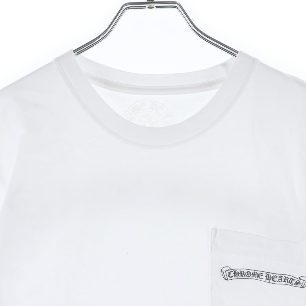 CHROME HEARTS(クロムハーツ) CH T-SHIRT スクロールラベルプリント フロントポケット クルーネック半袖Tシャツカットソー ホワイト