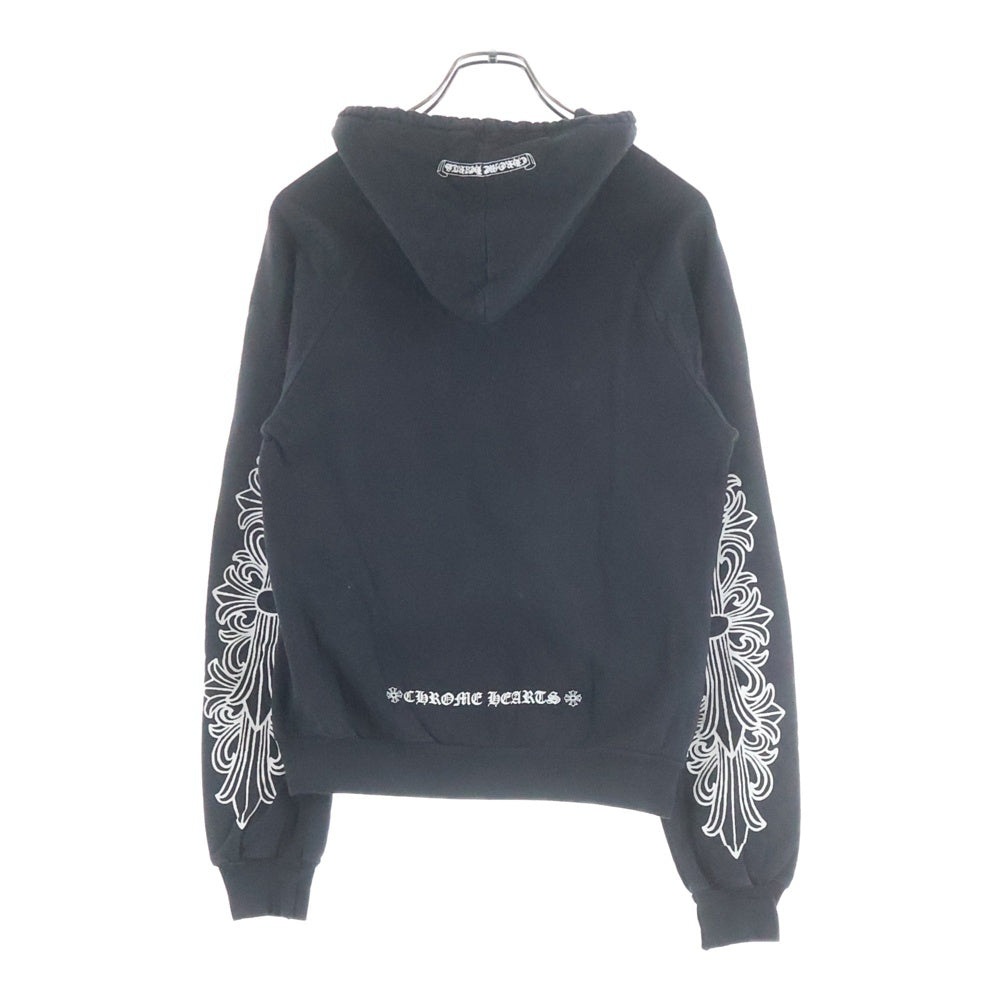 CHROME HEARTS(クロムハーツ) OLD SWTSHRT HD ZIP 袖フローラルプリントジップパーカー ブラック/ホワイト