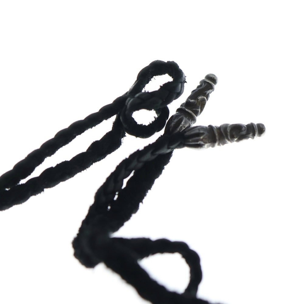 CHROME HEARTS(クロムハーツ) LEATHER BRAID SCROLL ネックレス レザーブレイドネックレス ブラック/シルバー BCA377