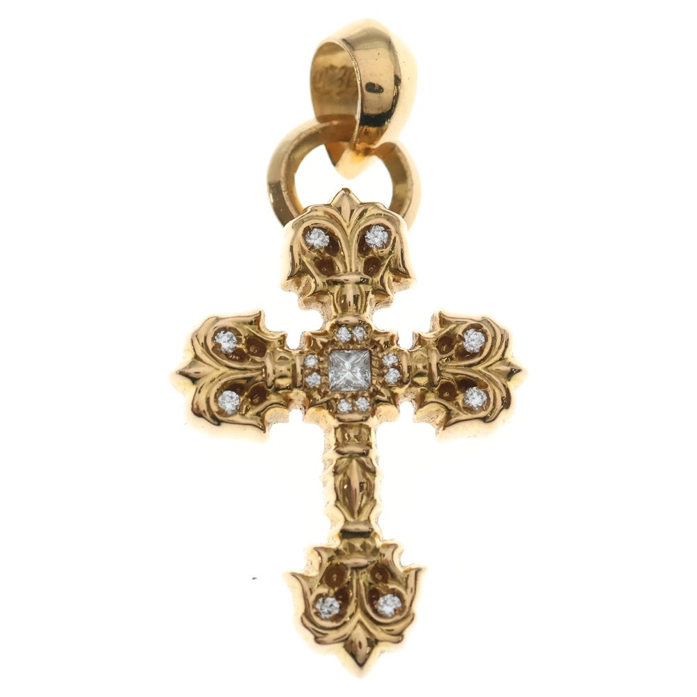 CHROME HEARTS(クロムハーツ) 22K FILIG/CROSS-XSM P/D/フィリグリークロスXS PAVEダイヤ/ゴールドネックレストップ