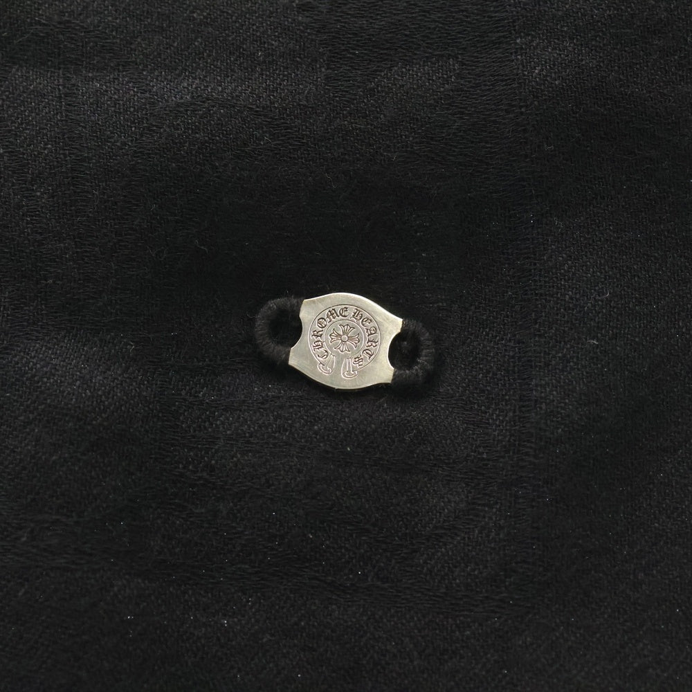 CHROME HEARTS(クロムハーツ) CH PLS SCARF CH プラス 総柄ジャガード カシミヤ フリンジ ストール スカーフ マフラー ブラック