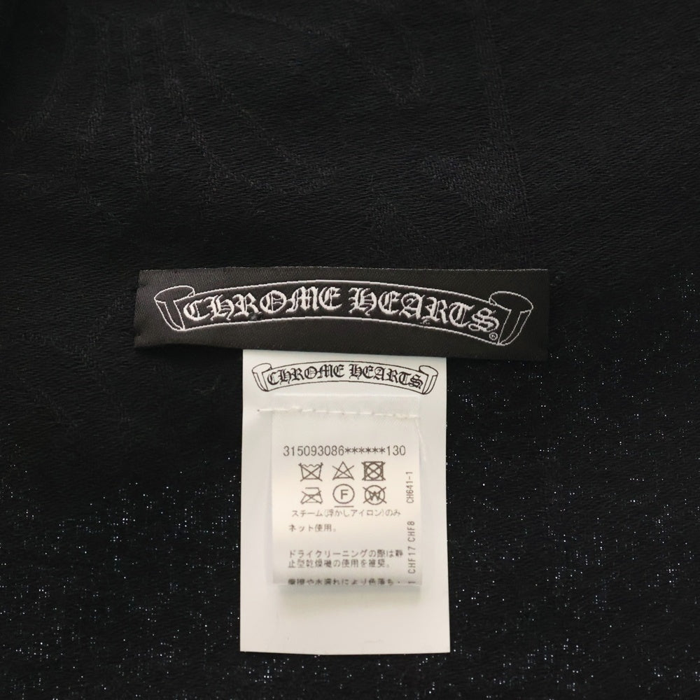 CHROME HEARTS(クロムハーツ) CH PLS SCARF CH プラス 総柄ジャガード カシミヤ フリンジ ストール スカーフ マフラー ブラック
