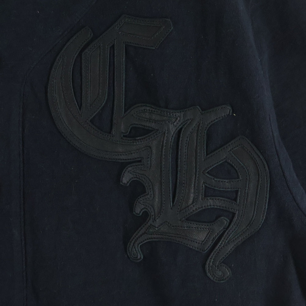 CHROME HEARTS(クロムハーツ) クロスボールボタンCHレザー付ベースボール半袖シャツ ブラック