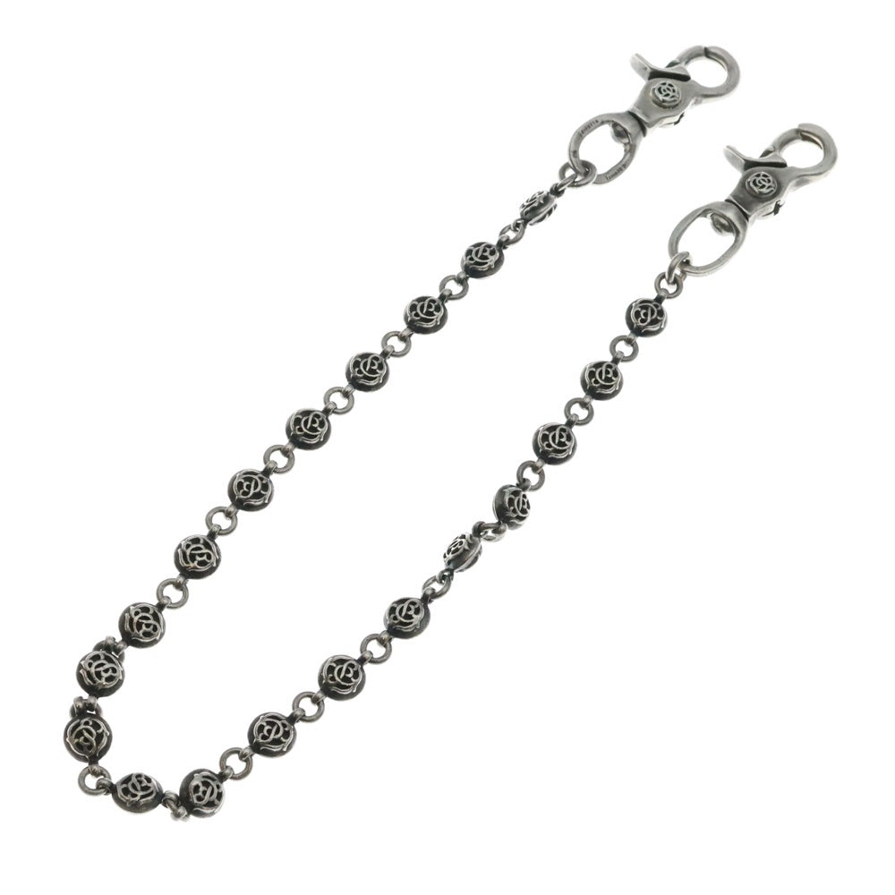 CHROME HEARTS(クロムハーツ) 2BALL LONG-T 2クリップロング#2フローラルボール オールドシルバーウォレットチェーン