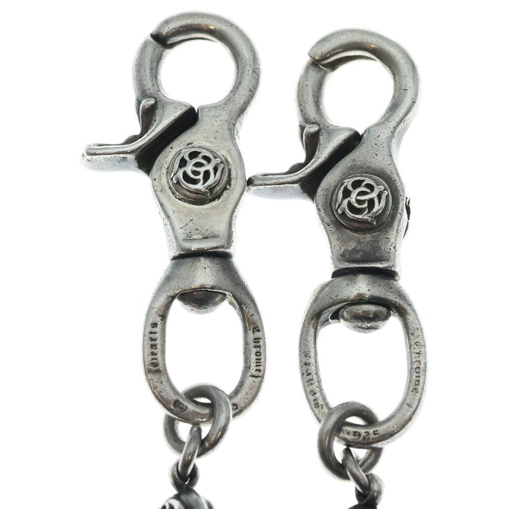 CHROME HEARTS(クロムハーツ) 2BALL LONG-T 2クリップロング#2フローラルボール オールドシルバーウォレットチェーン