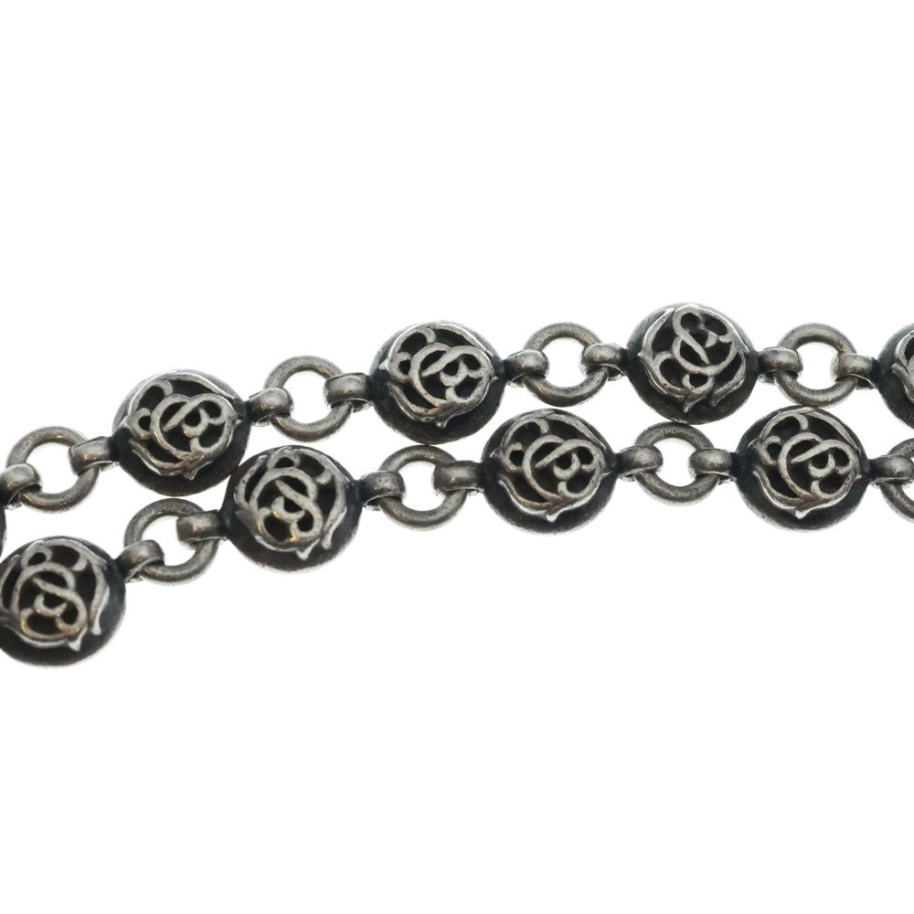 CHROME HEARTS(クロムハーツ) 2BALL LONG-T 2クリップロング#2フローラルボール オールドシルバーウォレットチェーン