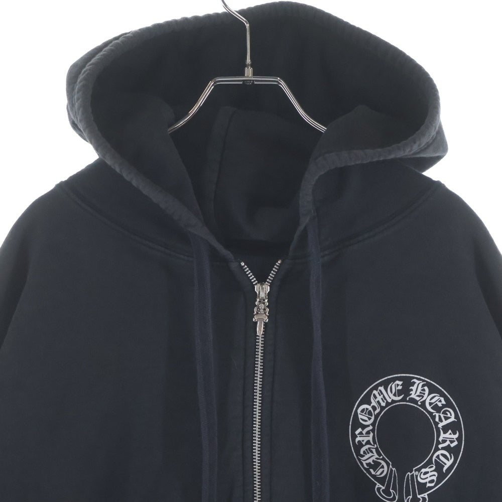 CHROME HEARTS(クロムハーツ) SWTSHRT HD ZIP 袖フローラルバックホースシュープリント 裏地サーマルジップアップパーカー