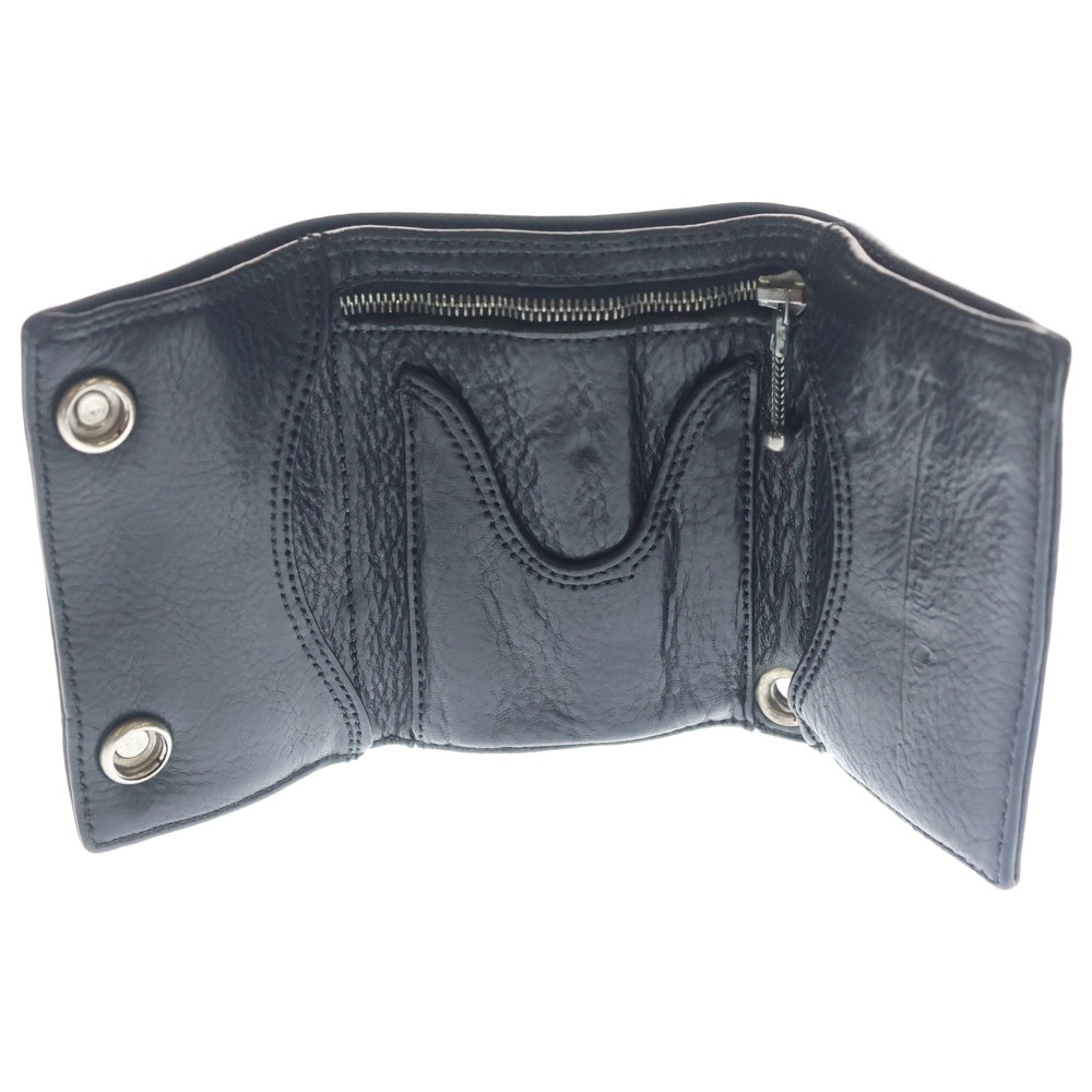 CHROME HEARTS(クロムハーツ) 3FOLD 3フォールド クロスボールボタン レザーウォレット 財布 ブラック BCA364