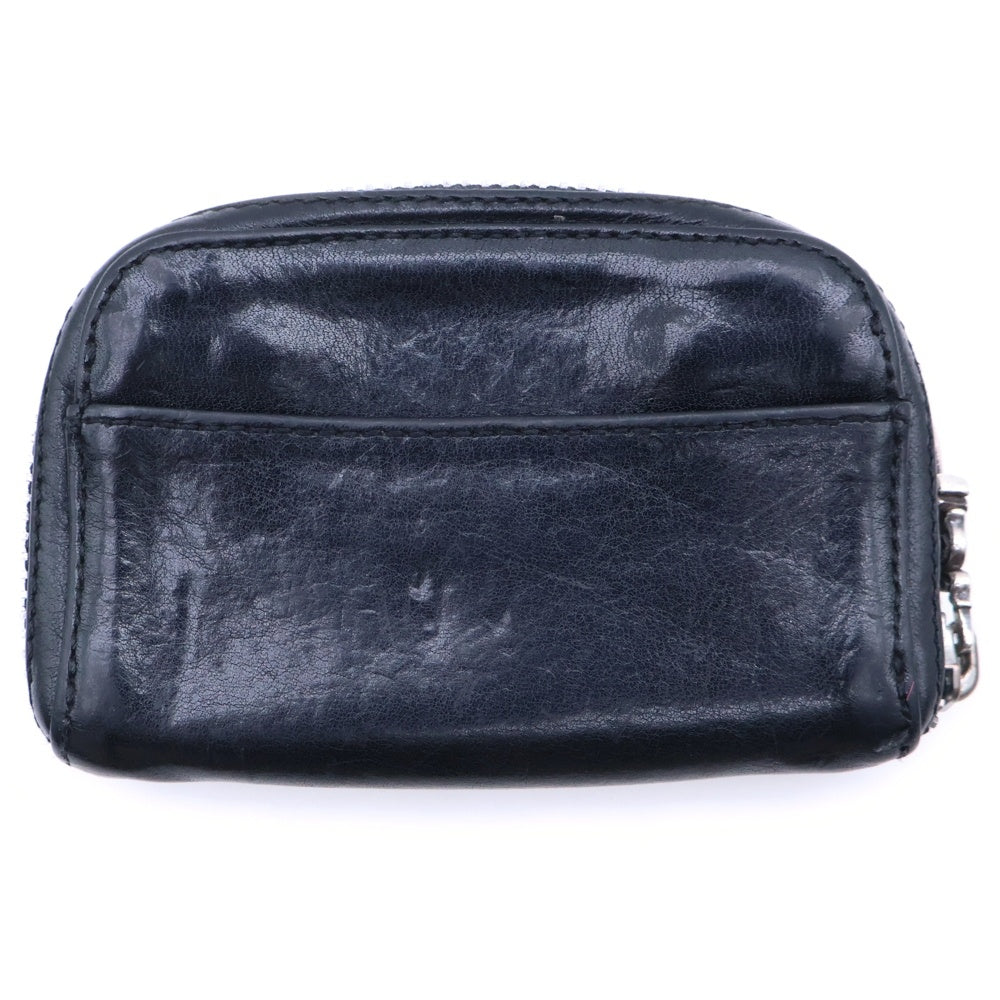 CHROME HEARTS(クロムハーツ) COIN CASE ダガーラウンドジップレザーコインケース 財布 ブラック