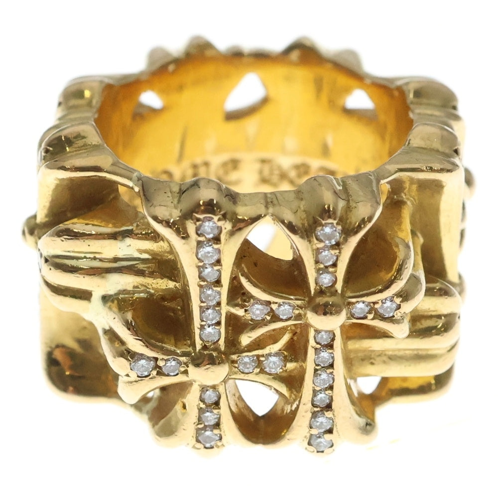 CHROME HEARTS(クロムハーツ) 22K SQUARE CEMETERY P/D スクエアセメタリークロス リング PAVEダイヤ ゴールド