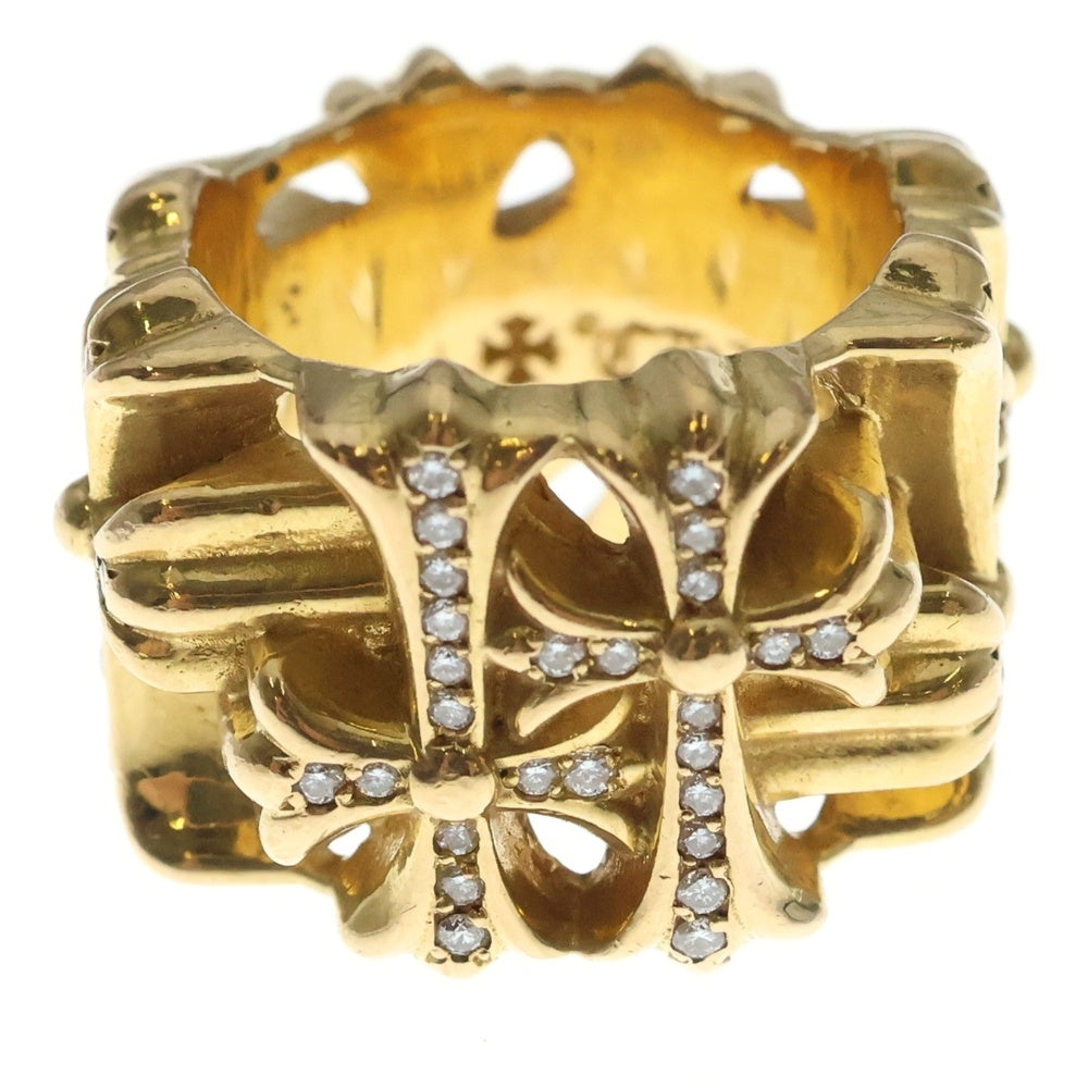 CHROME HEARTS(クロムハーツ) 22K SQUARE CEMETERY P/D スクエアセメタリークロス リング PAVEダイヤ ゴールド
