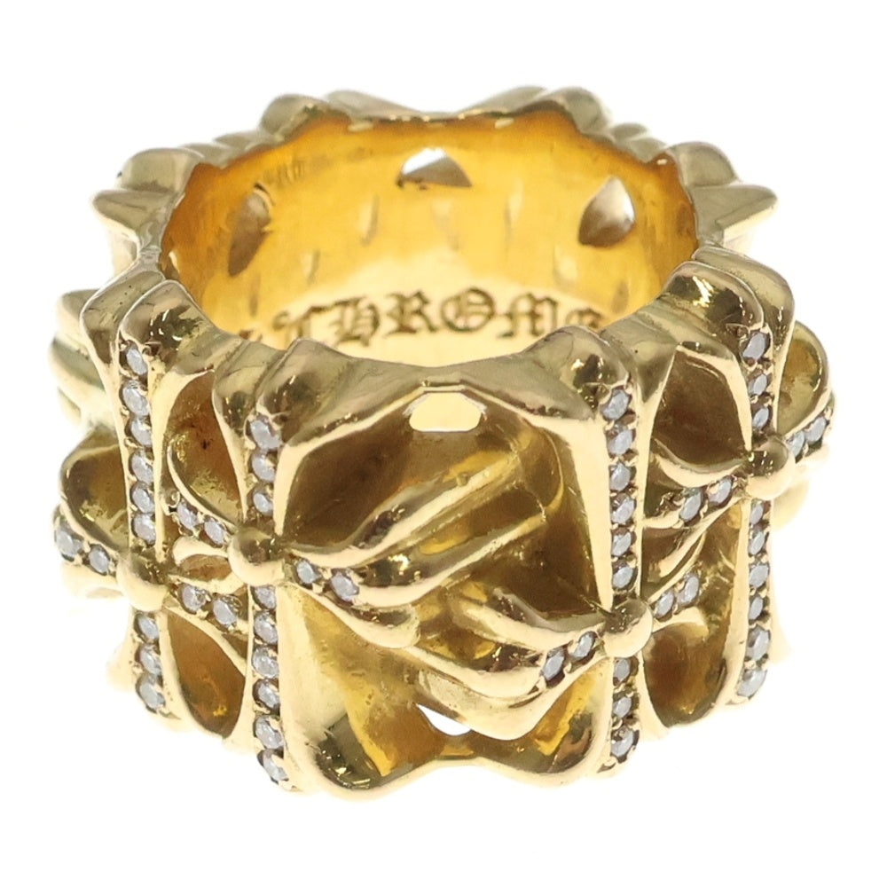 CHROME HEARTS(クロムハーツ) 22K SQUARE CEMETERY P/D スクエアセメタリークロス リング PAVEダイヤ ゴールド
