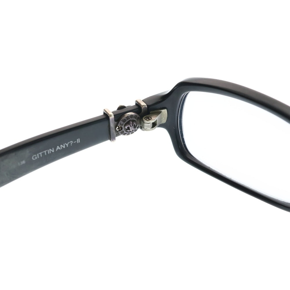 CHROME HEARTS(クロムハーツ) GITTIN ANY?-2 BSフレアテンプル スクエアフレームアイウェア 眼鏡 ブラック ※度入り