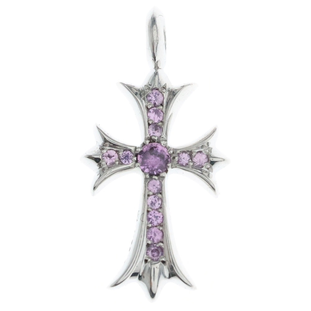 CHROME HEARTS(クロムハーツ) 18K TNY CRSF P SAP タイニーファットクロス PAVEサファイア ペンダント ゴールドネックレストップ