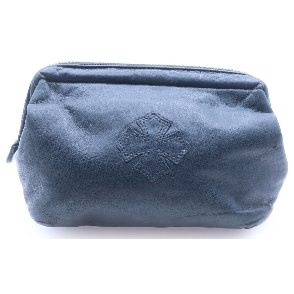 CHROME HEARTS(クロムハーツ) CHプラスパッチ付き ダガージップレザーコスメポーチ