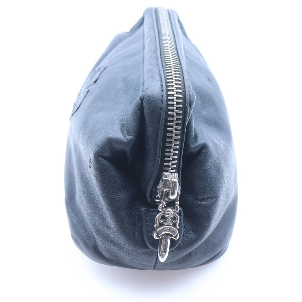 CHROME HEARTS(クロムハーツ) CHプラスパッチ付き ダガージップレザーコスメポーチ