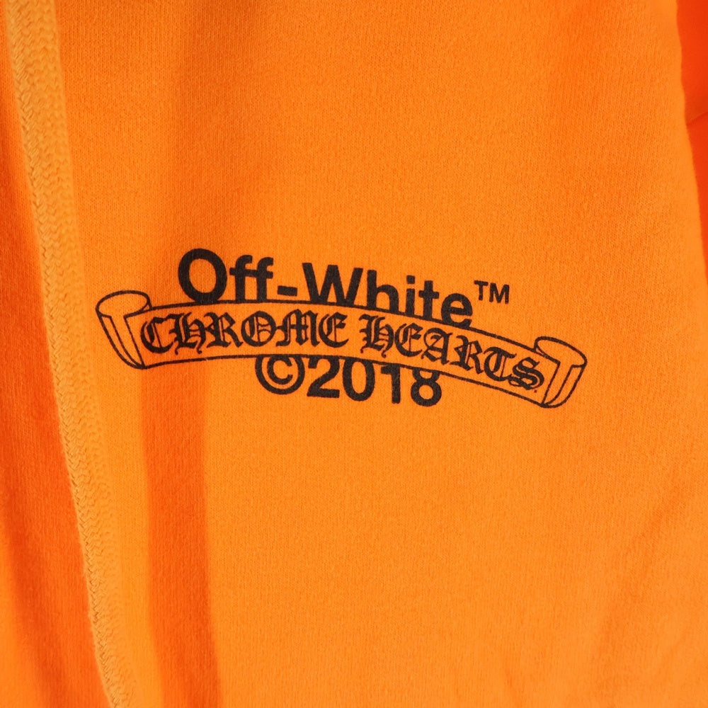 CHROME HEARTS(クロムハーツ) HD PLVR V OFF WHITE オフホワイトロゴバックプリントプルオーバーパーカー