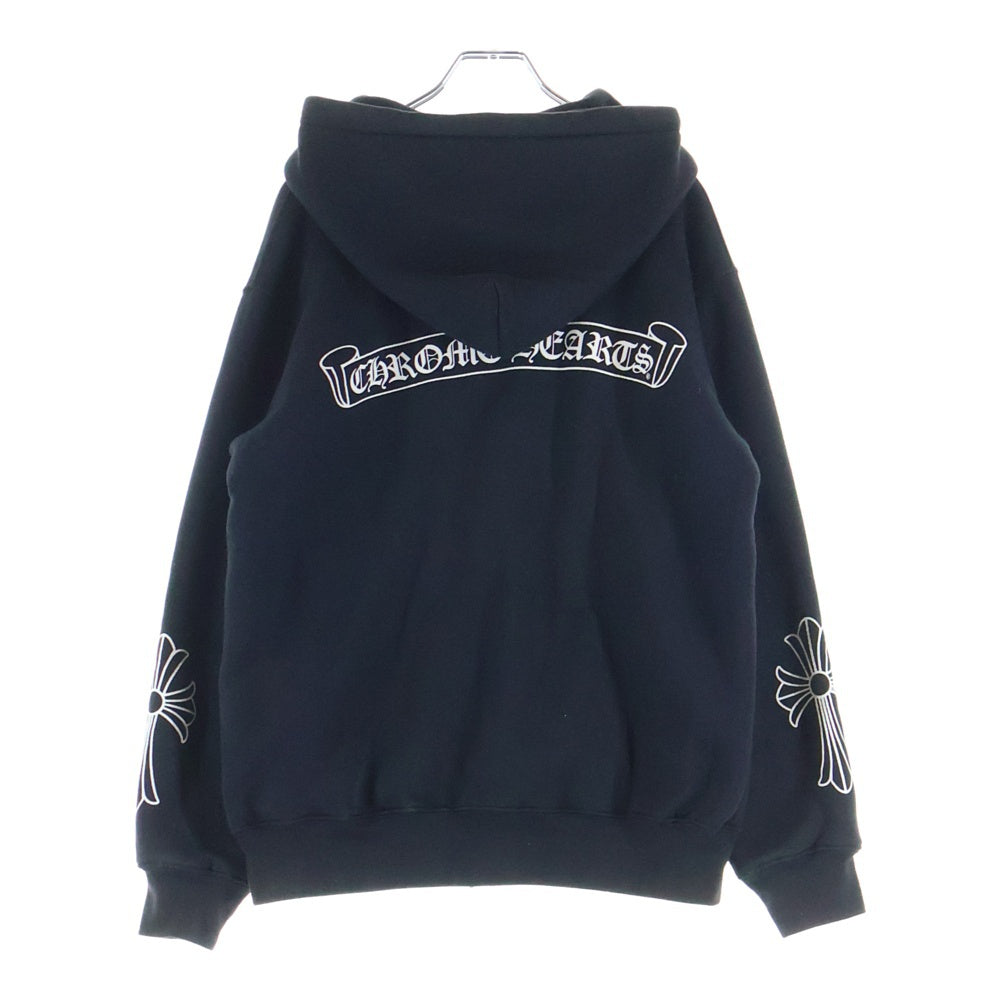 CHROME HEARTS(クロムハーツ) SWTSHRT HD ZIP バックスクロールラベルプリント 袖CHクロス 裏地サーマル ジップアップパーカー