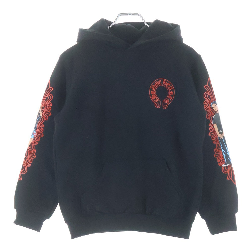 CHROME HEARTS(クロムハーツ) ×DEADLY DOLL FLRL CRS SWTSHRT PLVR デッドリードール フローラルクロス プルオーバーフーディ パーカー チルドレン キッズ ブラック