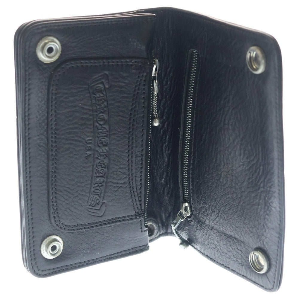 CHROME HEARTS(クロムハーツ) 2ZIP 2ジップ クロスボールボタンレザーウォレット 財布 ブラック BCA363