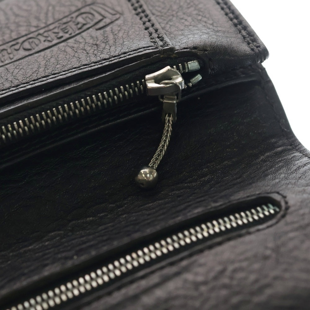 CHROME HEARTS(クロムハーツ) 2ZIP 2ジップ クロスボールボタンレザーウォレット 財布 ブラック BCA363