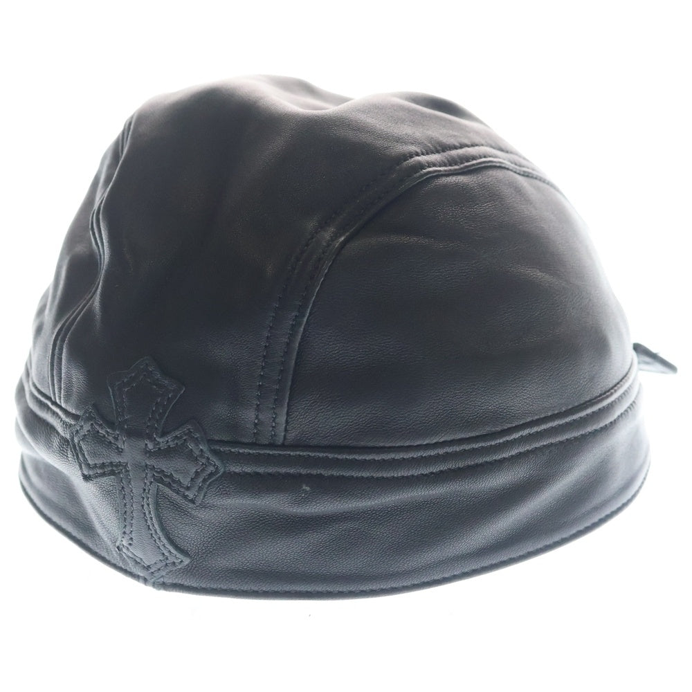 CHROME HEARTS(クロムハーツ) クロスパッチレザーバンダナ巻きキャップ ドゥーラグ ブラック