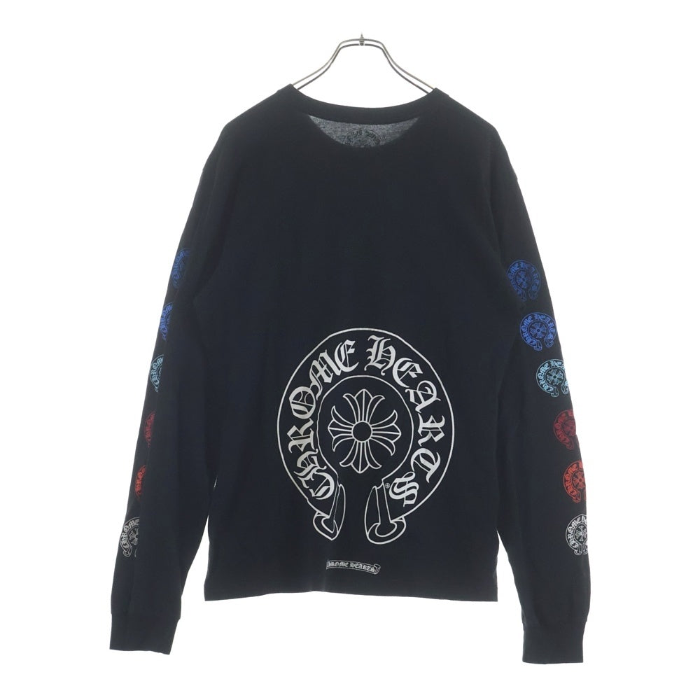 CHROME HEARTS(クロムハーツ) Multi Color Horseshoe L/S T-shirt マルチカラー ホースシュー クルーネック長袖Tシャツカットソー ブラック