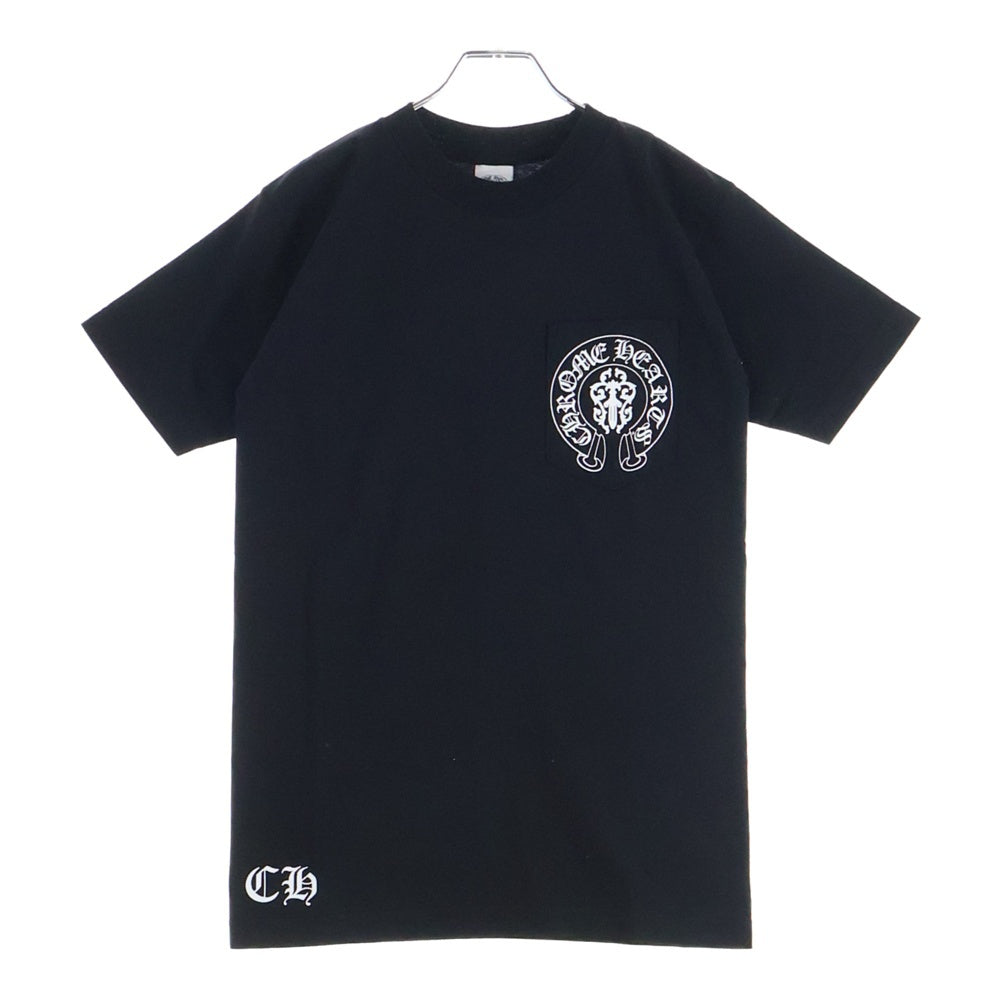 CHROME HEARTS(クロムハーツ) American Flag Vine Dagger Horseshoe Tee アメリカンフラッグ ヴァインダガーホースシュー Tシャツ 半袖カットソー 胸ポケット 星条旗 ホースシュー ブラック