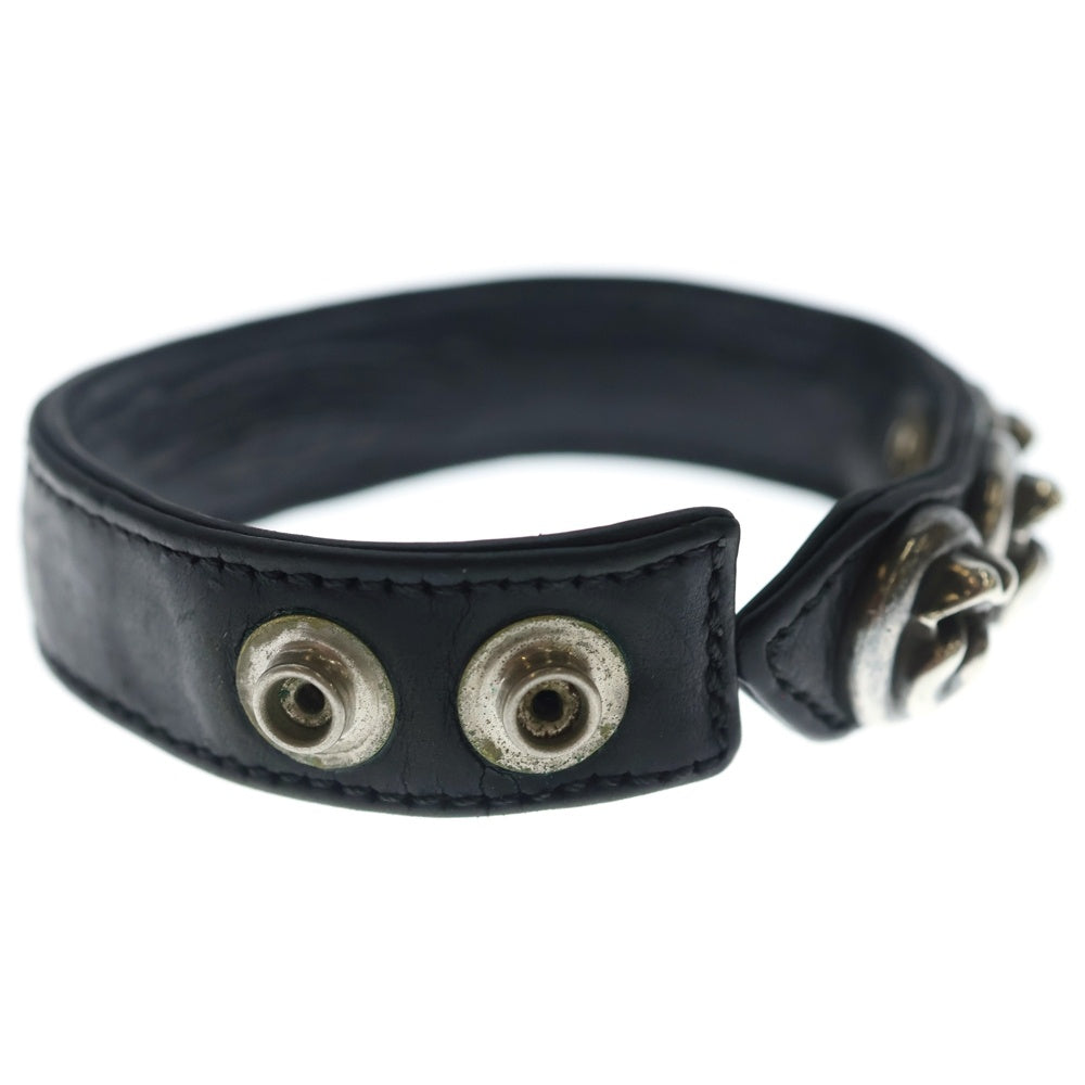 CHROME HEARTS(クロムハーツ) 3BTN 2SNP L&T リップアンドタン 3ボタン2スナップ レザーブレスレット ブラック/シルバー
