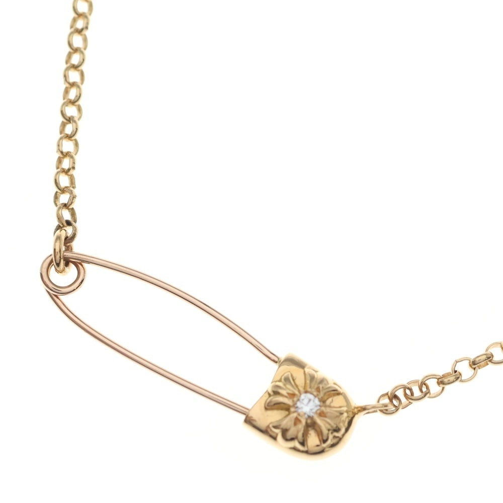 CHROME HEARTS(クロムハーツ) 22K SAFETY PIN R16 1DIAセーフティピンロールチェーン 1ダイヤゴールドネックレス