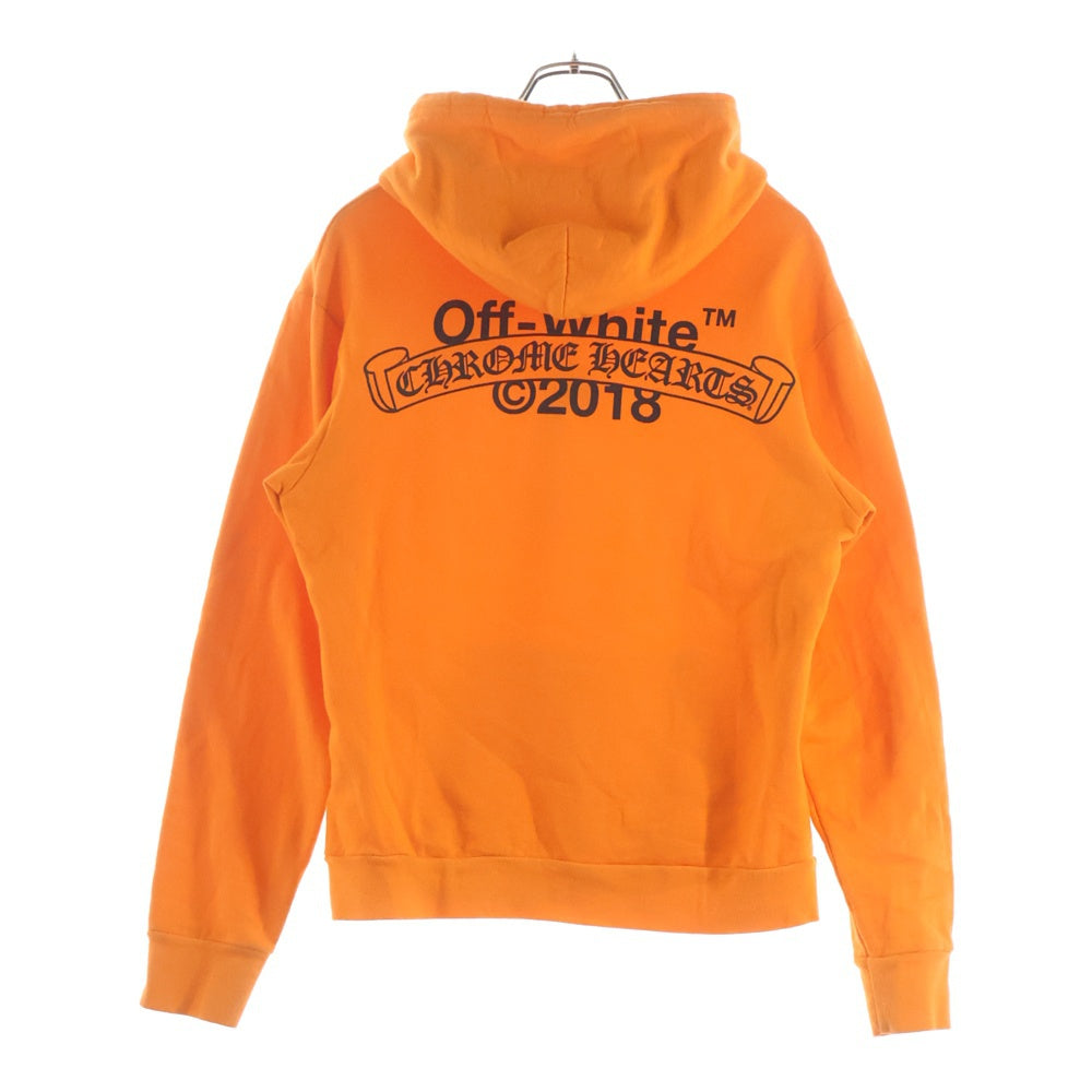 CHROME HEARTS(クロムハーツ) ×OFF WHITE HD PLVR V OFF WHITE オフホワイト ロゴプリント プルオーバーパーカー オレンジ