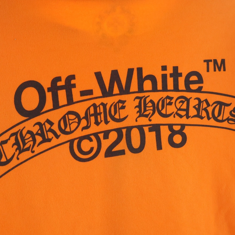 CHROME HEARTS(クロムハーツ) ×OFF WHITE HD PLVR V OFF WHITE オフホワイト ロゴプリント プルオーバーパーカー オレンジ
