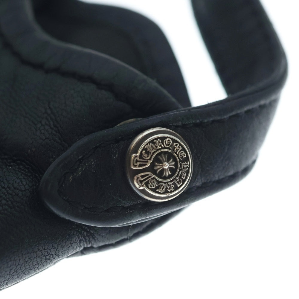 CHROME HEARTS(クロムハーツ) PHONE POUCH BSフレア装飾レザー携帯ケース ブラック/シルバー