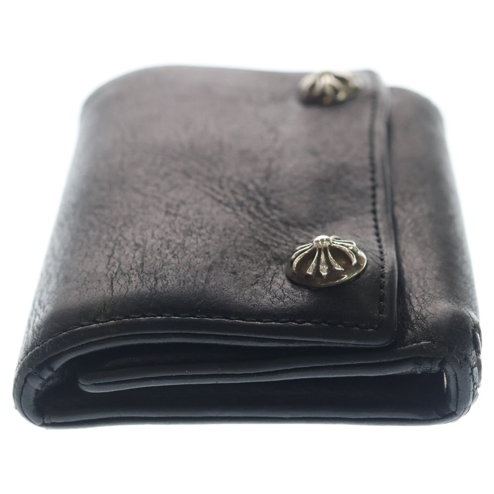 CHROME HEARTS(クロムハーツ) 3FOLD 3フォールド クロスボールボタン レザーウォレット 財布 ブラック BCA364