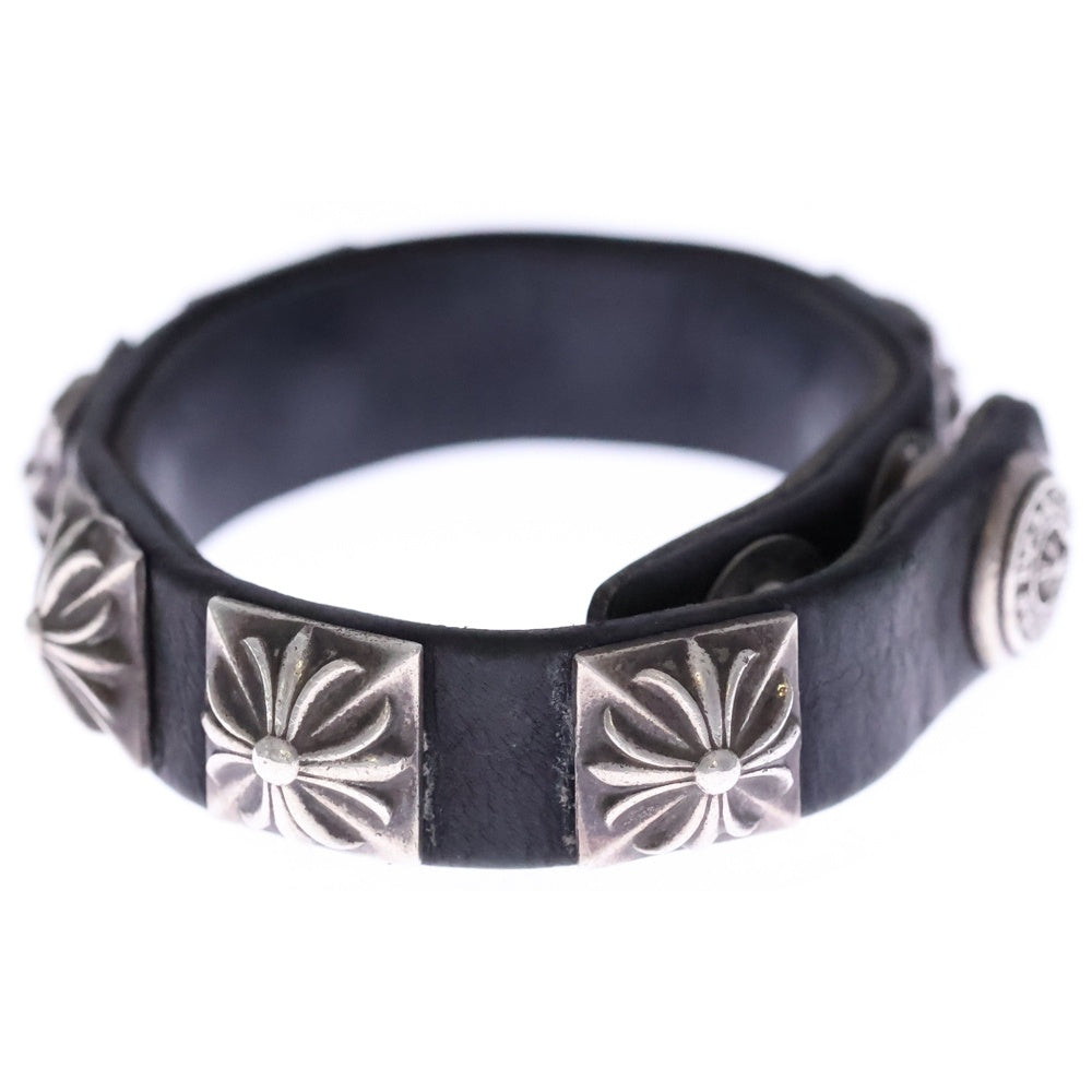 CHROME HEARTS(クロムハーツ) SPACED ZERO BLACK LEATHER PYRAMID STUDS ピラミッドスタッズ レザーブレスレット