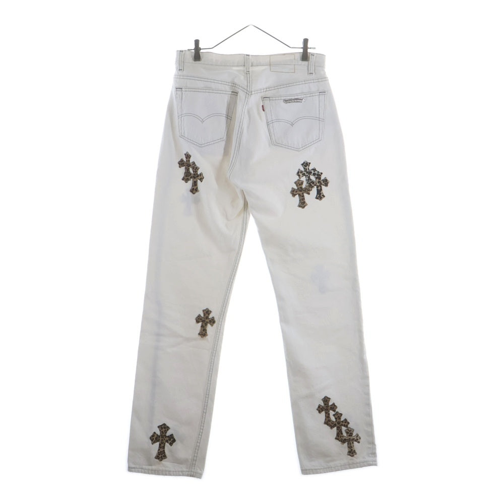 CHROME HEARTS(クロムハーツ) U VNTG JEAN WHT RED TAB クロスパッチ付きウォッシュド501デニムパンツ