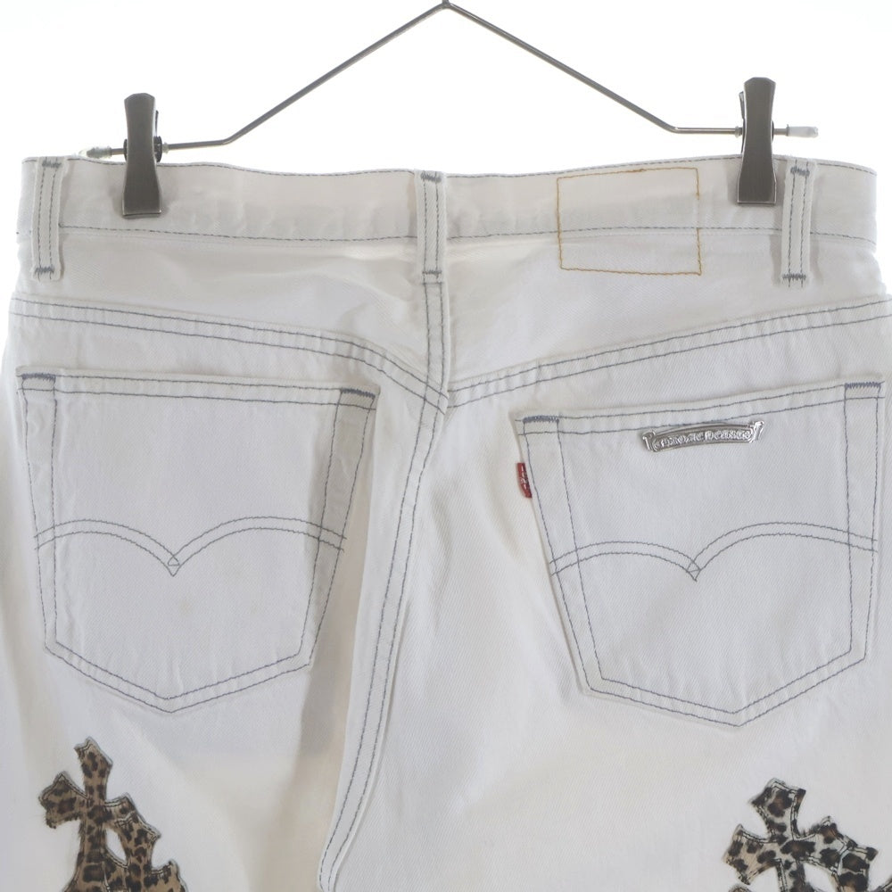 CHROME HEARTS(クロムハーツ) U VNTG JEAN WHT RED TAB クロスパッチ付きウォッシュド501デニムパンツ