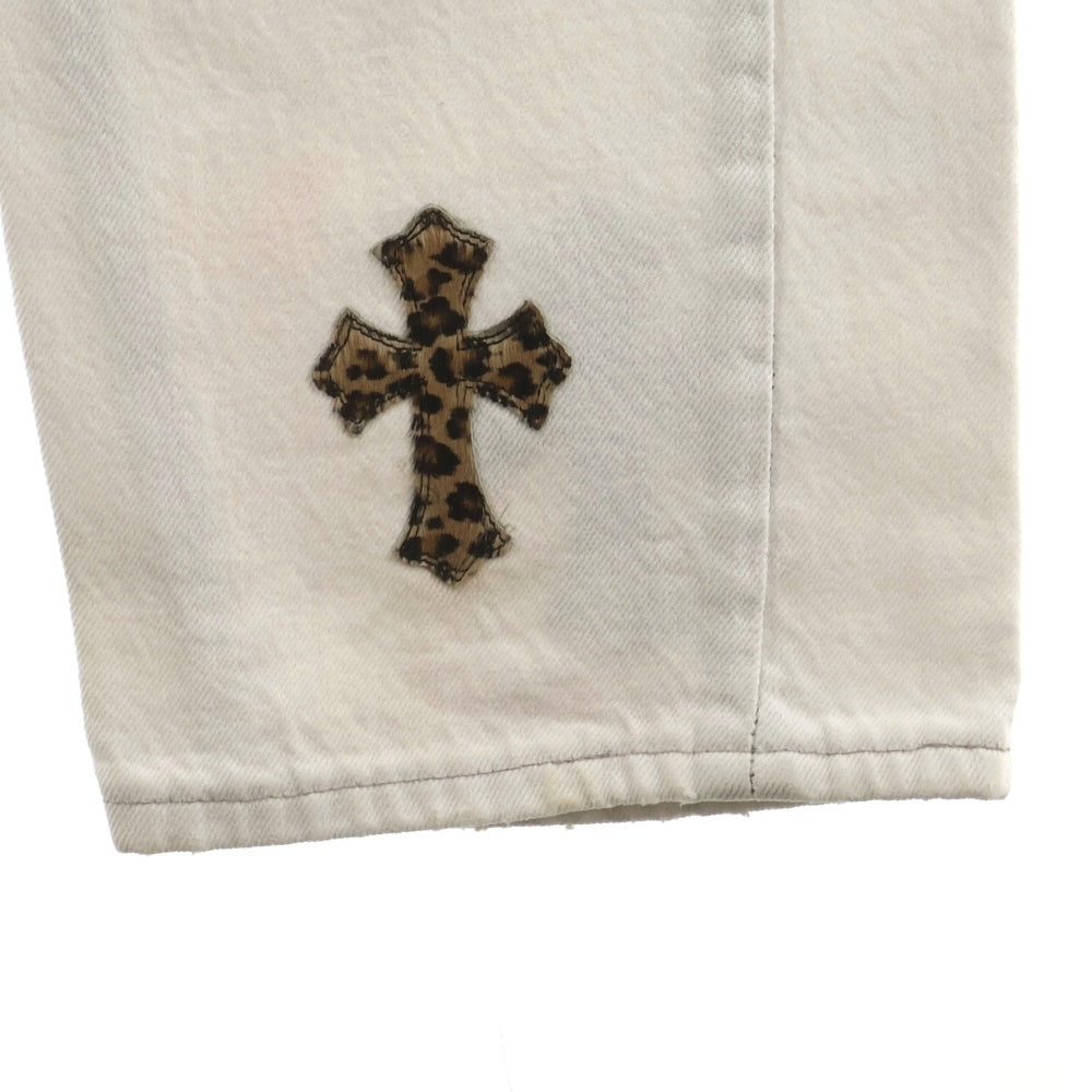 CHROME HEARTS(クロムハーツ) U VNTG JEAN WHT RED TAB クロスパッチ付きウォッシュド501デニムパンツ