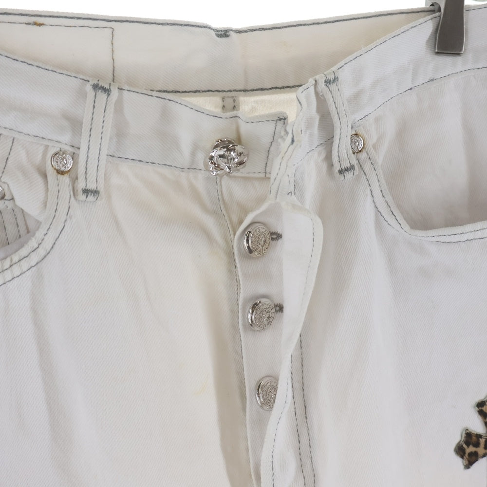 CHROME HEARTS(クロムハーツ) U VNTG JEAN WHT RED TAB クロスパッチ付きウォッシュド501デニムパンツ