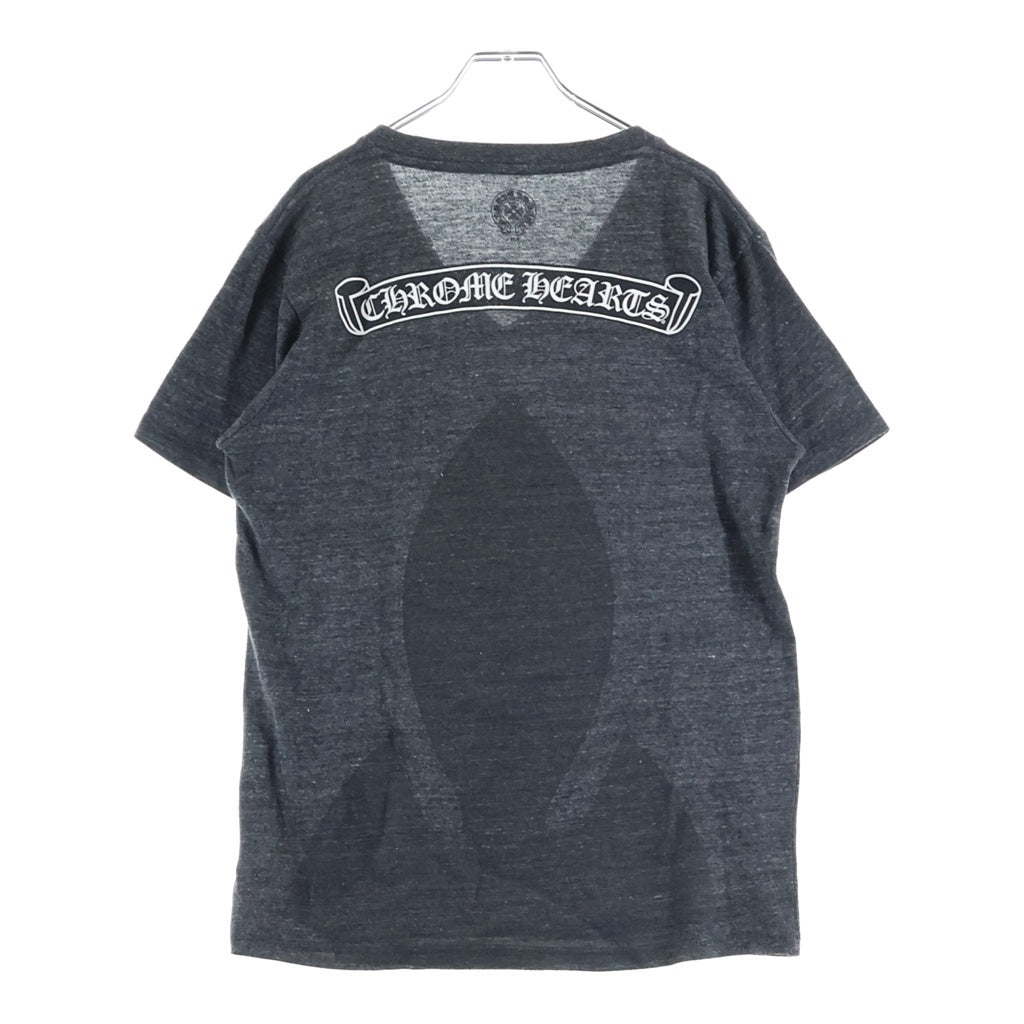 CHROME HEARTS(クロムハーツ) バックスクロールラベルプリント Vネック半袖Tシャツカットソー グレー