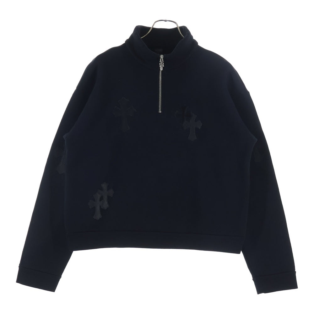 CHROME HEARTS(クロムハーツ) Y NOT ハラコレザークロスパッチハーフジップスウェットスウェット ブラック