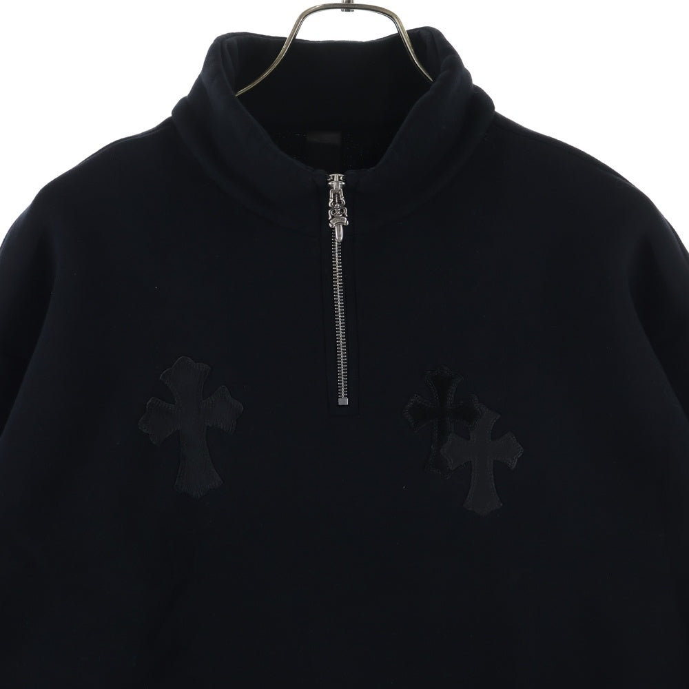 CHROME HEARTS(クロムハーツ) Y NOT ハラコレザークロスパッチハーフジップスウェットスウェット ブラック