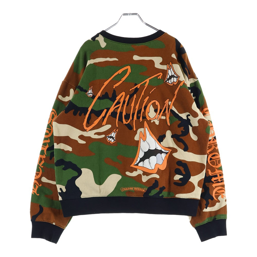 CHROME HEARTS(クロムハーツ) ×MATTY BOY PPO CAUTION CREW マッティボーイ カモフラ総柄 チョンパープリント クルーネックスウェットトレーナー カーキ