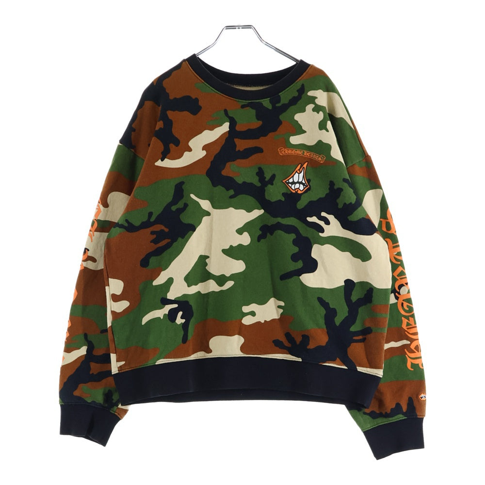 CHROME HEARTS(クロムハーツ) ×MATTY BOY PPO CAUTION CREW マッティボーイ カモフラ総柄 チョンパープリント クルーネックスウェットトレーナー カーキ
